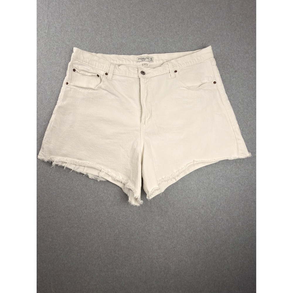 Abercrombie & Fitch The Dad Short High Rise Curve Love White Denim Shorts 34/18